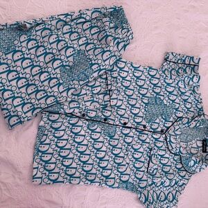 Women’s Teal Logo-Repeat Design Inspired teddy bear Pajama Set Small